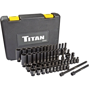 46053 Titan 53 Piece 1/4" Drive SAE and Metric Combination Impact Socket Set