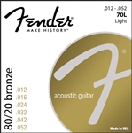 Fender 70L 80/20 Bronze Light Ball End Acoustic Guitar Strings Set