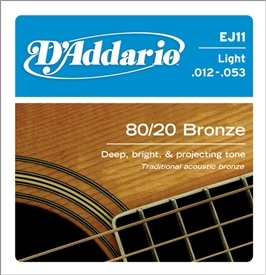 Daddario EJ11 Acoustic Guitar String Set 80/20 Bronze Light .012-.053