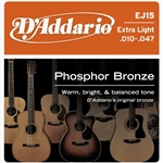 D'addario EJ15 Phosphor Bronze Acoustic Guitar String Set Extra Lilght .10-.47