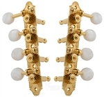 Grover 409FG F-Style Mandolin Tuning Machines 4 x 4 Tuners Set - Gold with Pearloid Buttons