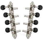 Grover 409FNB F-Style Mandolin Tuning Machines 4 x 4 Tuners Set - Nickel with Black Buttons