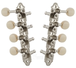 Grover 409FNW F-Style Mandolin Tuning Machines 4 x 4 Tuners Set - Nickel with White Buttons