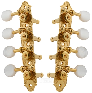 Grover 409G A-Style Mandolin Tuning Machines 4 x 4 Tuners Set - Gold  with Pearloid Buttons