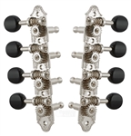 Grover 409NB A-Style Mandolin Tuning Machines 4 x 4 Tuners Set - Nickel with Black Buttons