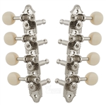 Grover 409NW A-Style Mandolin Tuning Machines 4 x 4 Tuners Set - Nickel with White Buttons