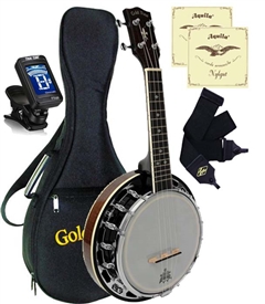 Gold Tone Banjolele Deluxe Banjo Uke Ukulele Bag Tuner Strings Package Bundle