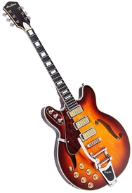Airline H78 1960's Harmony Tribute Hollowbody Electric Guitar - Bigsby Tailpiece - Left Handed Honeyburst