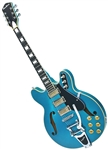 Airline H78 1960's Harmony Tribute Hollowbody Electric Guitar - Bigsby Tailpiece, Metallic Blue