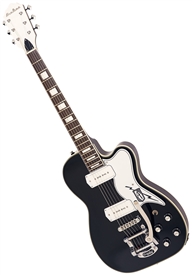 Eastwood Airline Tuxedo CB Barney Kessel Reissue Retro Hollowbody Electric Guitar - with Bigsby Black