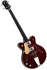Eastwood Classic 4 Fretless Hollowbody Reissue Electric Bass Guitar - Walnut