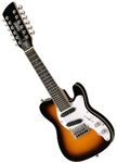 Eastwood Mandocaster 12 Solid Body Electric Mandolin 12-String Sunburst, Left Handed Sunburst, Seafoam Green