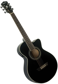 Washburn EA10B Festival Series Petite Jumbo Acoustic Electric Guitar - Black