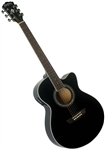 Washburn EA12B 12-String Mini Jumbo Acoustic Electric Guitar - Black