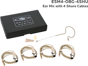 Galaxy Audio ESM4-OBG-4SHU Single Ear Headset Microphone - Shure Cables