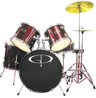 GP Percussion GP100 5 Piece Drum Set w/ Throne Cymbals and Sticks