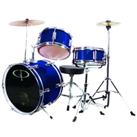 GP Percussion GP50BL Junior Childrens 3 Piece Drum Set w/ Throne Sticks Kids Childs GP50 Blue
