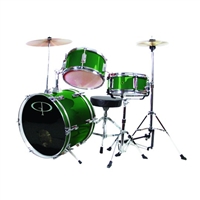 GP Percussion GP50G Junior Childrens 3 Piece Drum Set w/ Throne Sticks Kids Childs GP50 Green