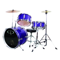 GP Percussion GP50MPR Junior Childrens 3 Piece Drum Set w/ Throne Sticks Kids Childs GP50 Metallic Purple