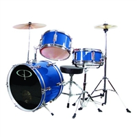 GP Percussion GP50MRB Metallic Royal Blue Junior Childrens 3 Piece Drum Set w/ Throne  Kids Childs GP50