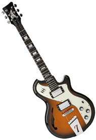Italia Guitars Mondial Deluxe Semi-Hollow Mahogany Body Electric Guitar with Gig Bag Black or Sunburst