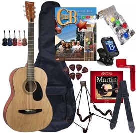 Johnson JG-100 Student Acoustic Guitar Chord Buddy Bundle - Package available in Black, Blue, Red, Walnut, Pink,Natural