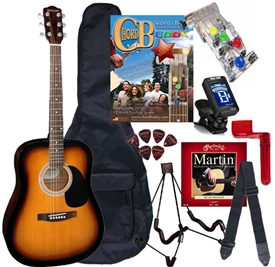 Johnson JG-620 Acoustic Guitar Package w/ Chord Buddy - PLAY GUITAR INSTANTLY ChordBuddy