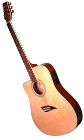 Kona K2 Series K2LN Left Handed Thin Body Acoustic/Electric Guitar - Natural