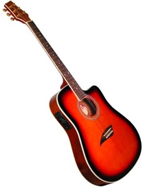 Kona K2 Series Thin Body Acoustic/Electric Guitar - Sunburst