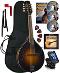 Kentucky KM-250 Artist A-Style Mandolin Pacakge All-Solid Sunburst with Bag, Strings, DVD, Tuner, Strap
