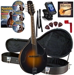 Kentucky KM-250 Artist A-Style Mandolin Pacakge All-Solid Sunburst with Case, Strings, DVD, Tuner, Strap