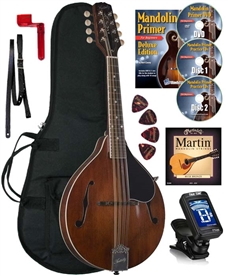 Kentucky KM-256 Artist A-Style Mandolin All-Solid Vintage Brown Nitro Finish with Bag,Strings DVD Beginner Package