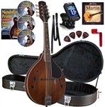 Kentucky KM-256 Artist A-Style Mandolin All-Solid Vintage Brown Nitro Finish with Case,Strings DVD Beginner Package