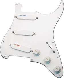 Lace Sensor Blue-Silver-Red Prewired Pickup Loaded Pickguard - White or Black