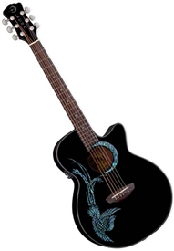 Luna Fauna Phoenix Folk Style Cutaway Acoustic Electric Guitar FAU PHX BLK
