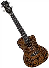 Luna Tribal Concert CAW MAH Acoustic Electric Mahogany Ukulele Concert Uke w/ Bag UKE TRIBAL C EL