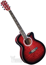 Indiana Madison Cutaway Folk Body Acoustic/Electric Guitar - Quilt Red MAD-QTRD
