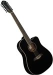 Oscar Schmidt OD312CE 12-String Cutaway Acoustic Electric Guitar OD312CEB - Black