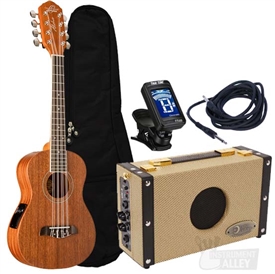 Oscar Schmidt OU28TE Eight String Acoustic-Electric Tenor Satin Mahogany 8-String Ukulele Uke Package