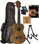 Oscar Schmidt OU5 Hawaiian Koa Concert Ukulele Package Complete Uke Starter Bundle Bag,Tuner,Book,Strings