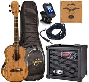 Oscar Schmidt OU7TE Spalted Mango Tenor Acoustic/Electric Ukulele Joyo Amp Package