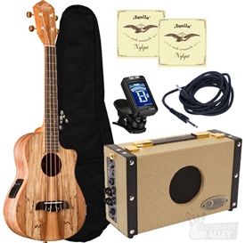 Oscar Schmidt OU8TLCE Spalted Maple Tenor Acoustic/Electric Ukulele Amplifier Package Complete Bundle