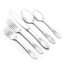 White Orchid by Community, Silverplate 5-PC Setting, Dinner Size w/ Dessert Place Spoon