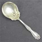American Beauty Rose by 1847 Rogers, Silverplate Berry Spoon, Gilt Bowl