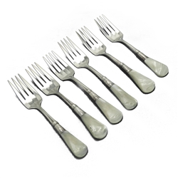 Pearl Handle made in England Salad Forks, Set of 6, Ringed Ferrule