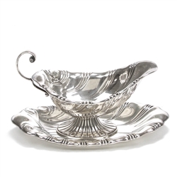 Neptune by 1847 Rogers, Silverplate Gravy Boat & Tray