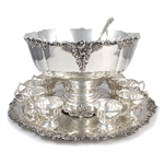 Baroque by Wallace, Silverplate Punch Bowl, Tray, Ladle & 12 Cups