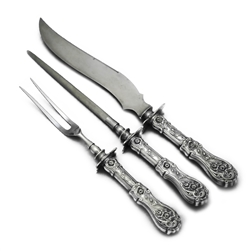 Glenrose by William A. Rogers, Silverplate Carving Fork, Knife & Sharpener, Roast