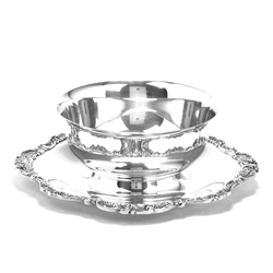 Baroque by Wallace, Silverplate Gravy Boat, Attached Tray