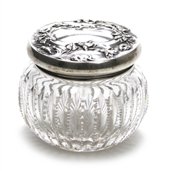 Dresser Jar, Glass w/ Sterling Lid by Watrous Mfg. Co. Nouveau Violet Design, Monogram Irene